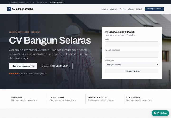 Contoh halaman CV Bangun Selaras dengan rancangan Formulir di hero